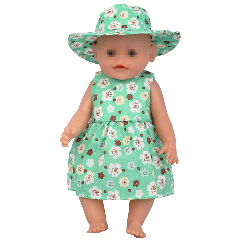 New Doll Dress +Hat Suit For 18 inch American Doll Girl Strawberry Doll Skirt Fit 43 cm New Baby Born Doll & Our Generation