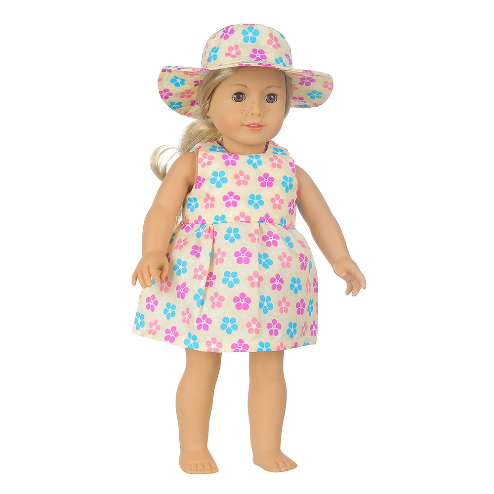 New Doll Dress +Hat Suit For 18 inch American Doll Girl Strawberry Doll Skirt Fit 43 cm New Baby Born Doll & Our Generation