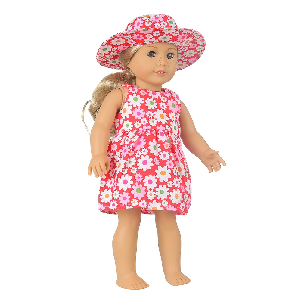 New Doll Dress +Hat Suit For 18 inch American Doll Girl Strawberry Doll Skirt Fit 43 cm New Baby Born Doll & Our Generation