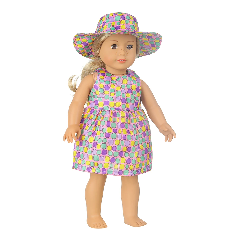 New Doll Dress +Hat Suit For 18 inch American Doll Girl Strawberry Doll Skirt Fit 43 cm New Baby Born Doll & Our Generation