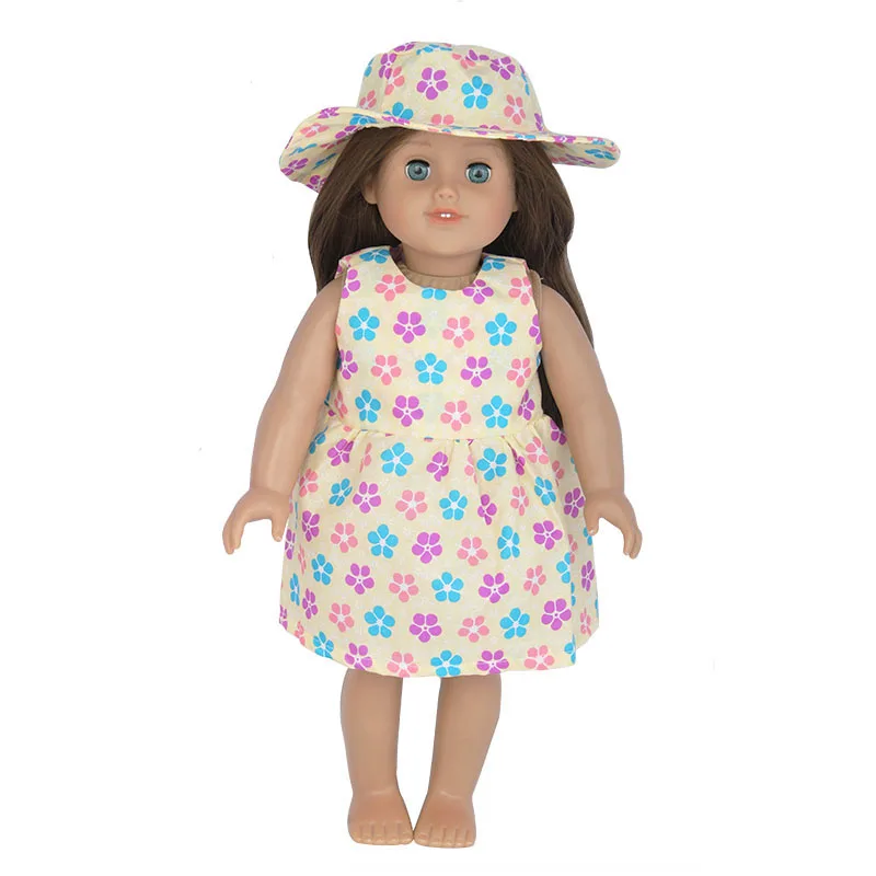 New Doll Dress +Hat Suit For 18 inch American Doll Girl Strawberry Doll Skirt Fit 43 cm New Baby Born Doll & Our Generation