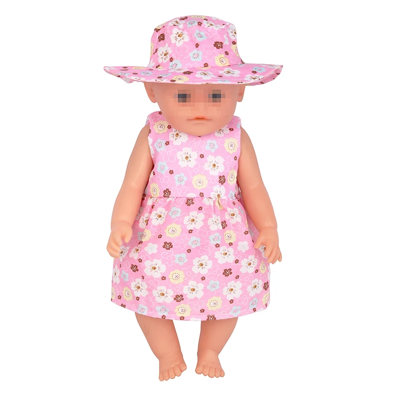 New Doll Dress +Hat Suit For 18 inch American Doll Girl Strawberry Doll Skirt Fit 43 cm New Baby Born Doll & Our Generation