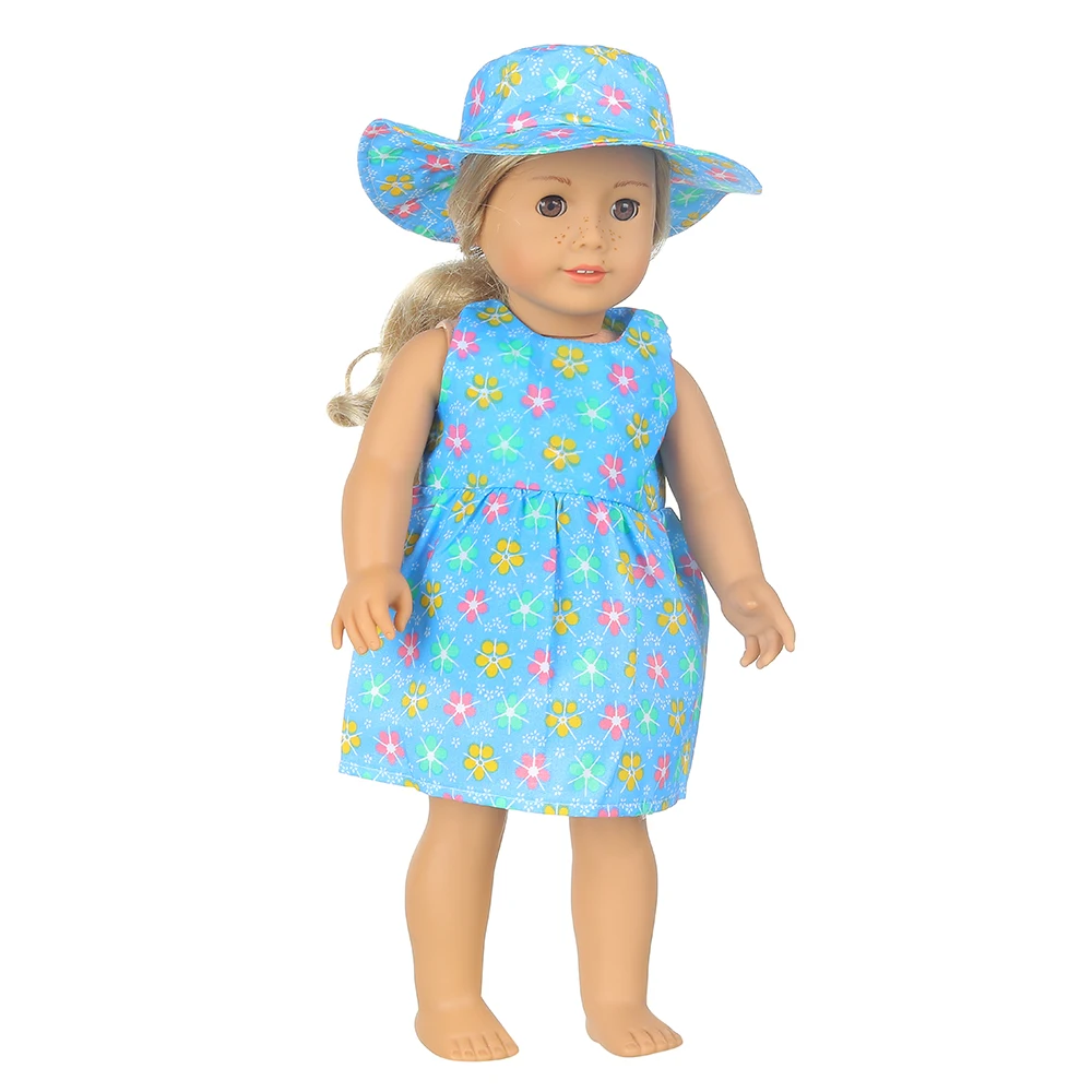New Doll Dress +Hat Suit For 18 inch American Doll Girl Strawberry Doll Skirt Fit 43 cm New Baby Born Doll & Our Generation