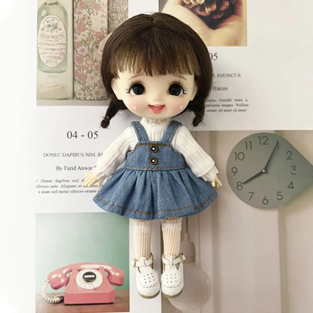 Doll Clothes Fashion Jeans Dress Overalls For ob11 Dolls Casual Wears Shirt for 1/12 BJD Dolls Clothes Accessories Kids Toys