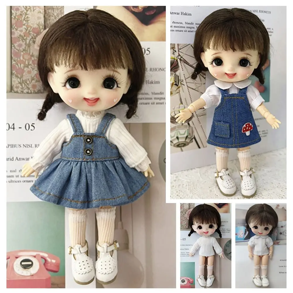 Doll Clothes Fashion Jeans Dress Overalls For ob11 Dolls Casual Wears Shirt for 1/12 BJD Dolls Clothes Accessories Kids Toys
