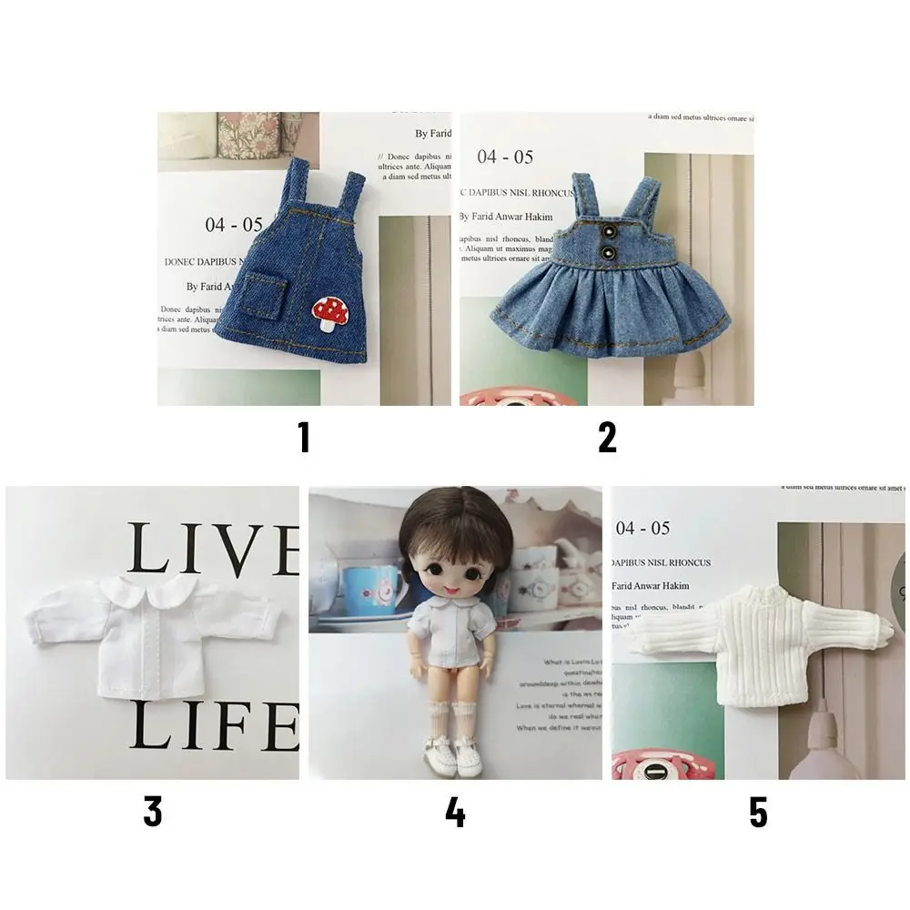 Doll Clothes Fashion Jeans Dress Overalls For ob11 Dolls Casual Wears Shirt for 1/12 BJD Dolls Clothes Accessories Kids Toys