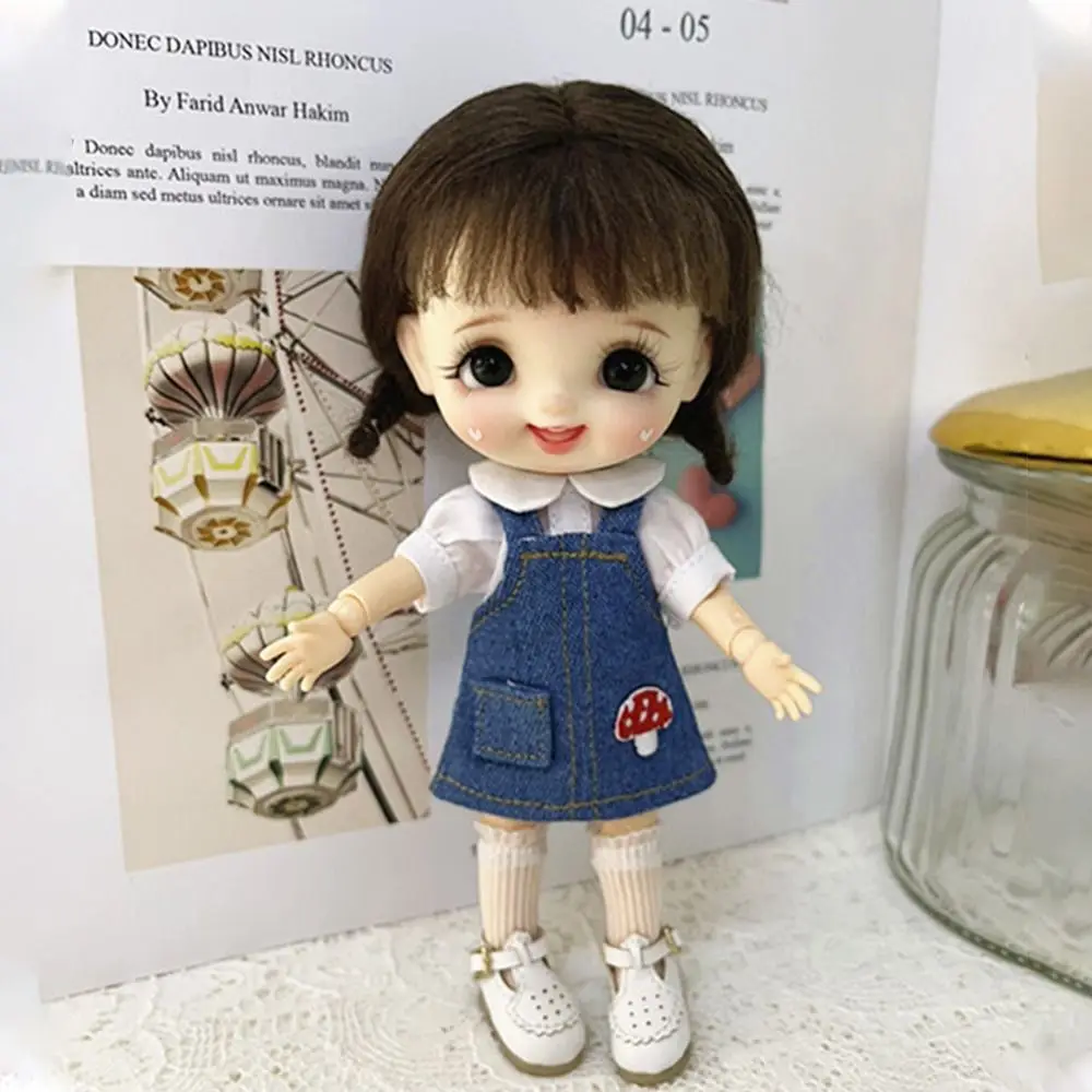 Doll Clothes Fashion Jeans Dress Overalls For ob11 Dolls Casual Wears Shirt for 1/12 BJD Dolls Clothes Accessories Kids Toys