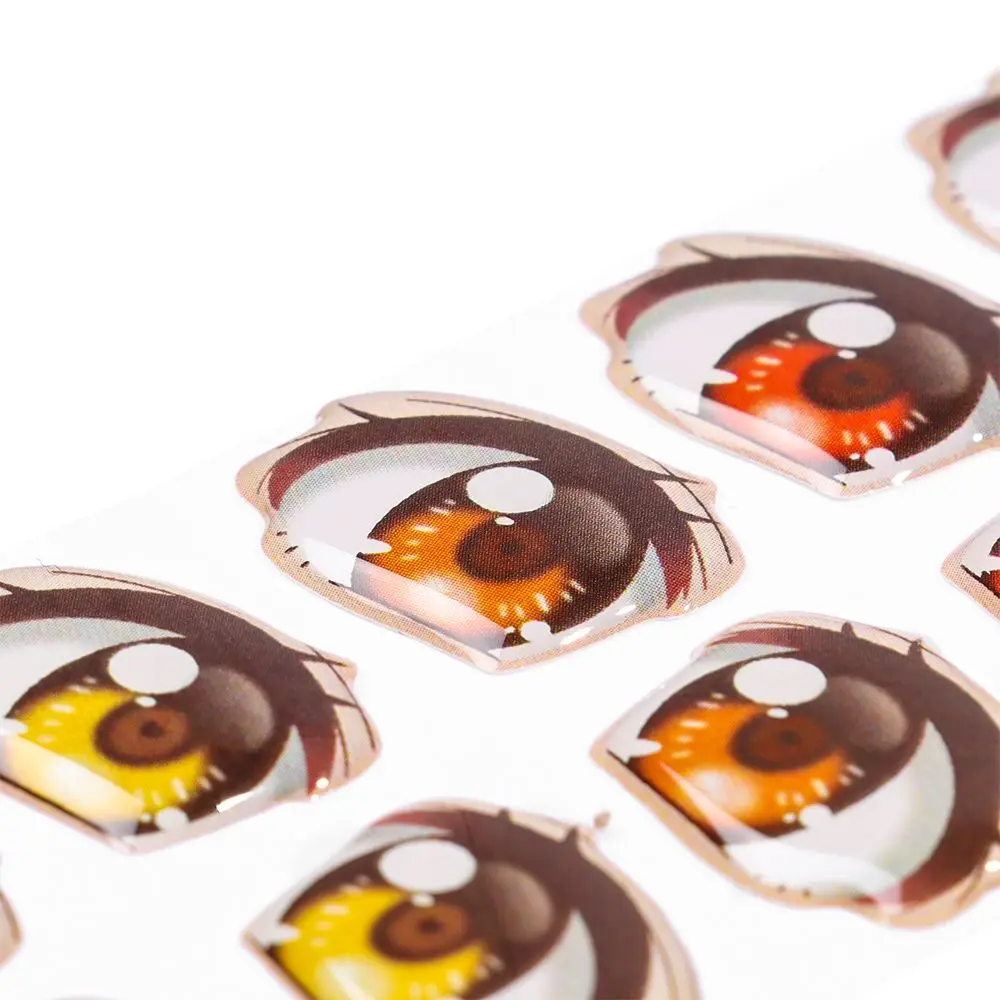 10 Pair Cartoon Eyes Stickers Different styles Rainbow Boy Anime Figurine Doll Face Organ Paster Decals DIY Glass Eye