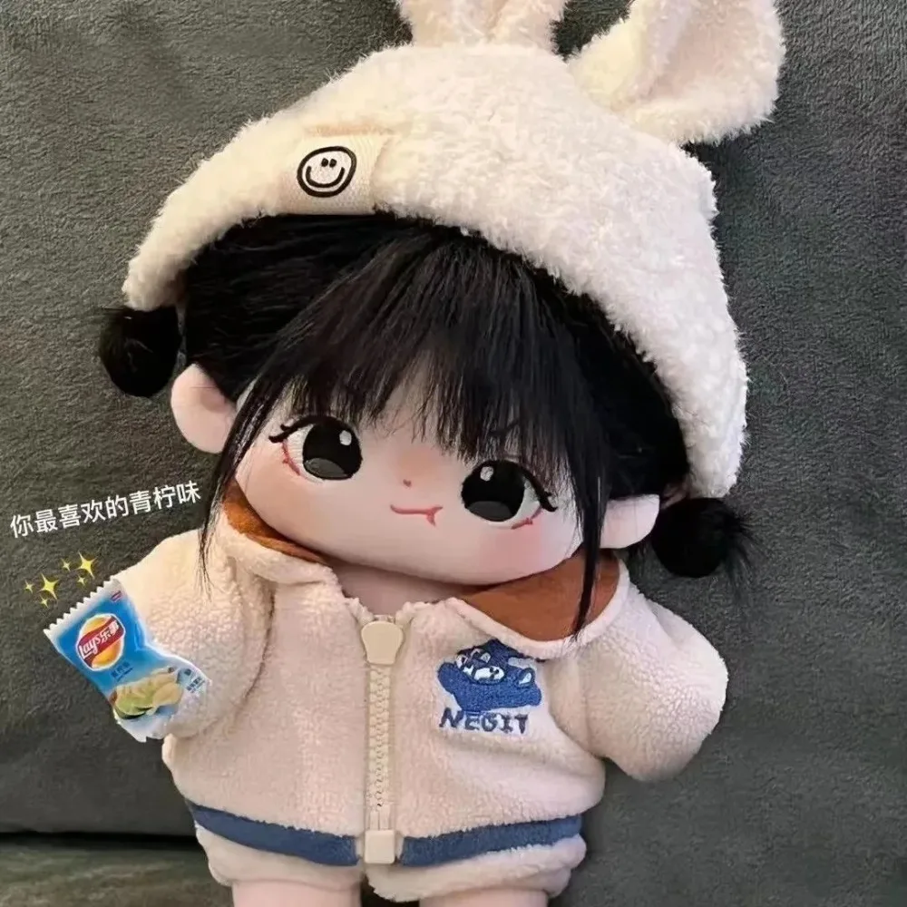20cm Plush Doll Long Hair Naked Figure Baby Doll Cute Face Kawaii Nude Cotton Body Dolls Stuffed Plushies Toys Gift No Attribute