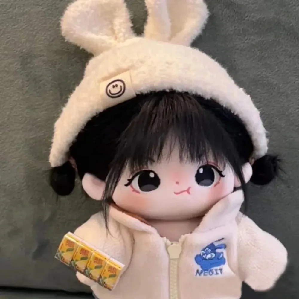 20cm Plush Doll Long Hair Naked Figure Baby Doll Cute Face Kawaii Nude Cotton Body Dolls Stuffed Plushies Toys Gift No Attribute