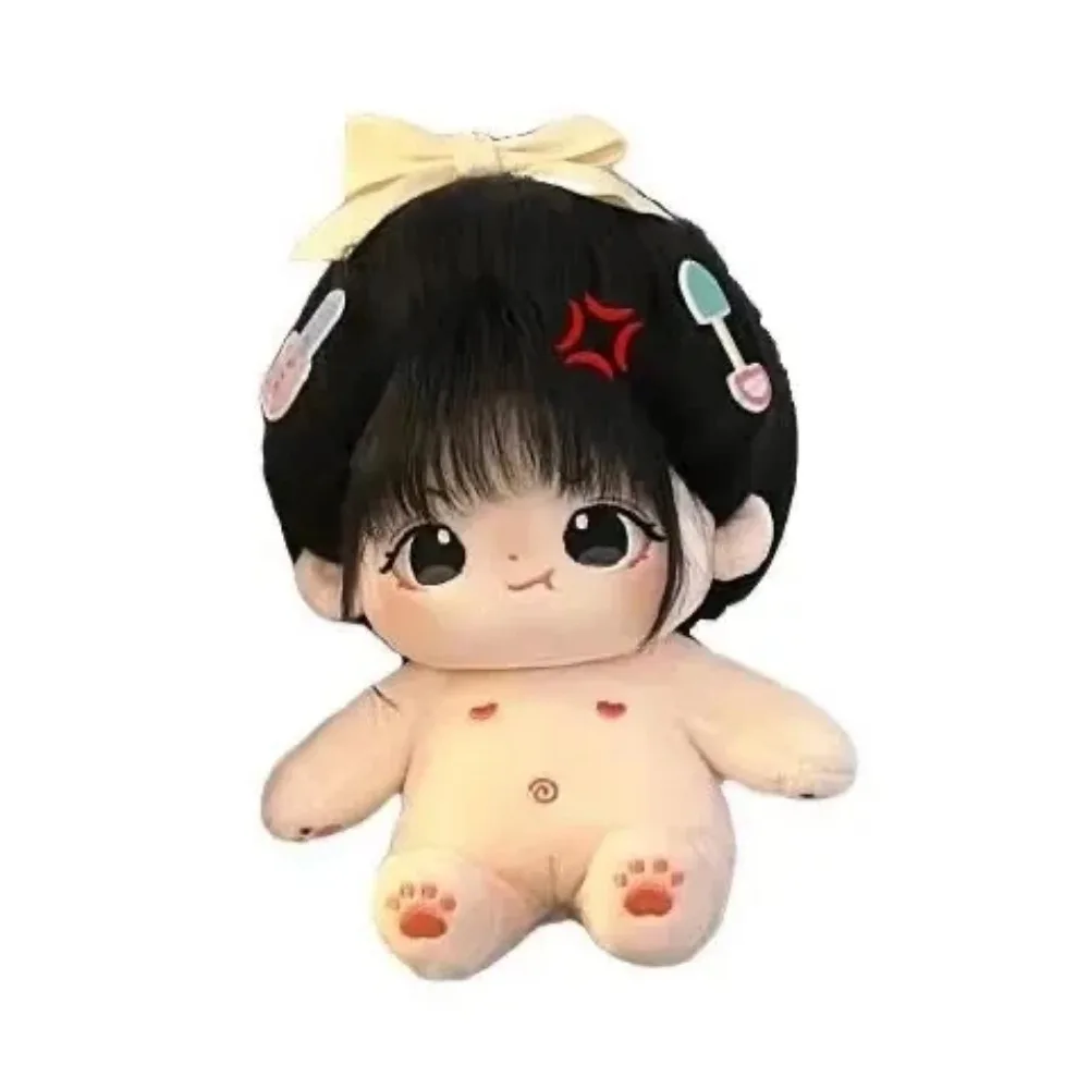 20cm Plush Doll Long Hair Naked Figure Baby Doll Cute Face Kawaii Nude Cotton Body Dolls Stuffed Plushies Toys Gift No Attribute