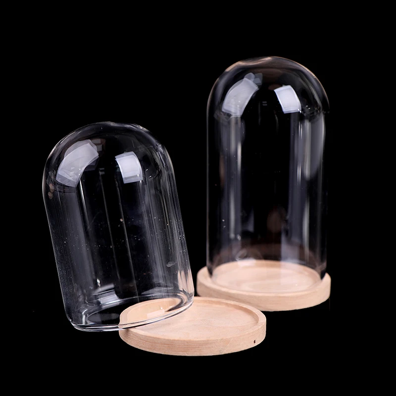 1:12 Dollhouse Miniature Decor Flower Display Glass Display Bell Jar with Base