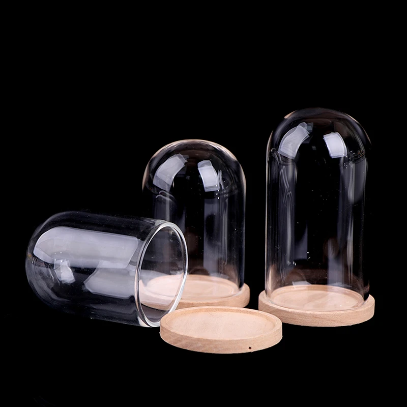 1:12 Dollhouse Miniature Decor Flower Display Glass Display Bell Jar with Base