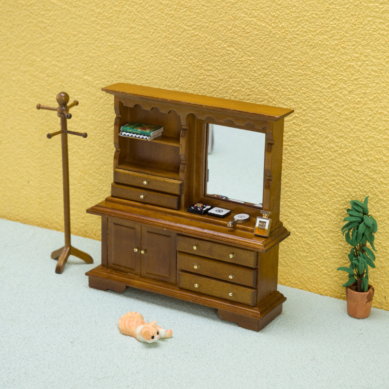 1:12 Miniature Dresser Closet TV Book Cake Bedside Table Cabinet Bookcase Cupboard Model Dollhouse Furniture Decor DIY Toys