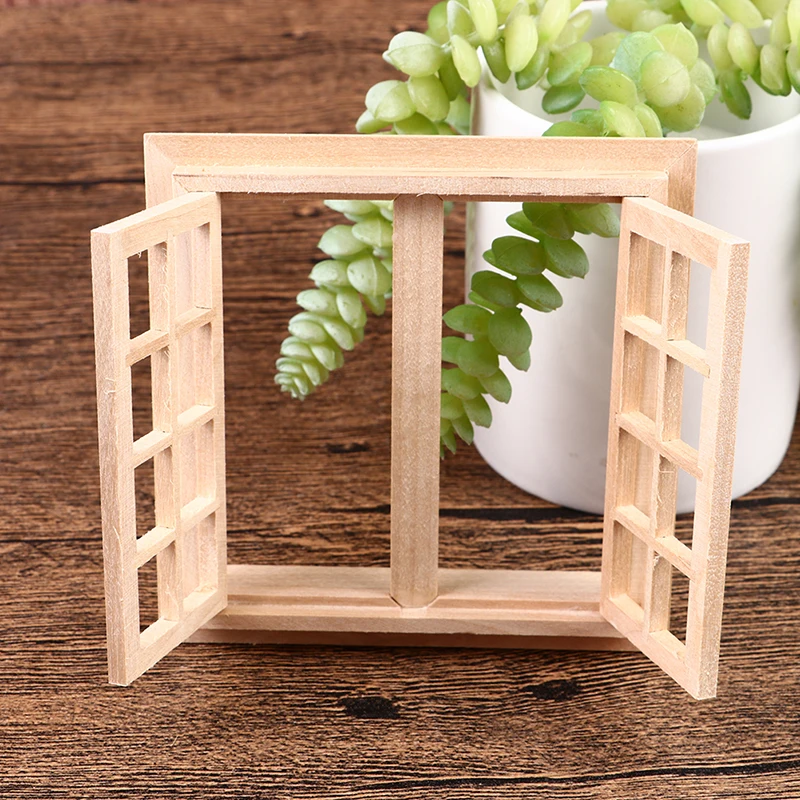 1 Set 1:12 Dollhouse Miniature DIY Wooden Window 16 Panel furniture for Children Play House Toys Accessories