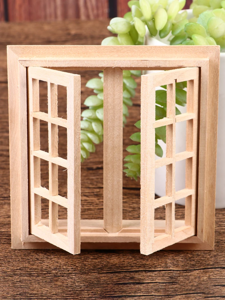 1 Set 1:12 Dollhouse Miniature DIY Wooden Window 16 Panel furniture for Children Play House Toys Accessories