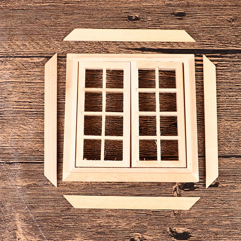 1 Set 1:12 Dollhouse Miniature DIY Wooden Window 16 Panel furniture for Children Play House Toys Accessories