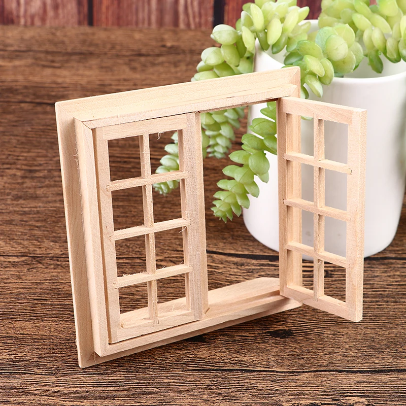 1 Set 1:12 Dollhouse Miniature DIY Wooden Window 16 Panel furniture for Children Play House Toys Accessories