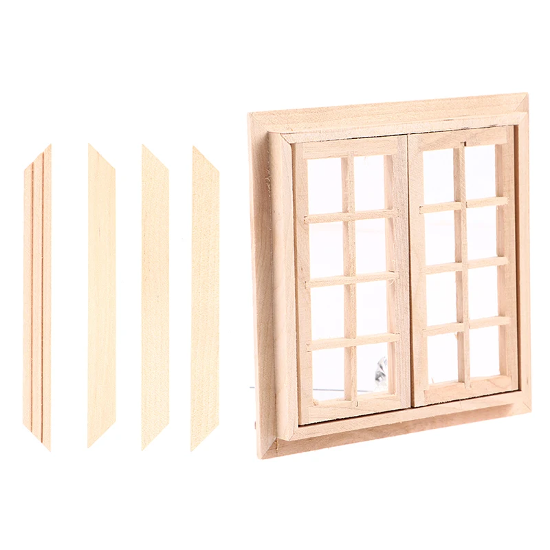 1 Set 1:12 Dollhouse Miniature DIY Wooden Window 16 Panel furniture for Children Play House Toys Accessories