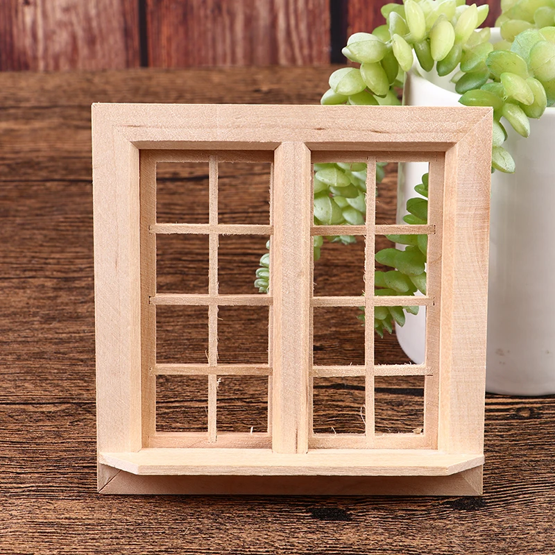 1 Set 1:12 Dollhouse Miniature DIY Wooden Window 16 Panel furniture for Children Play House Toys Accessories