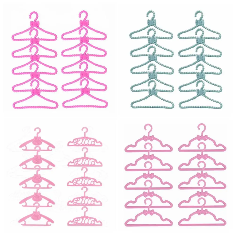 10/20PCS Toy Dress Holders Playing House Pink Plastic 1:6 Scale Doll Accessories Miniature Clothes Hangers Dollhouse Furniture