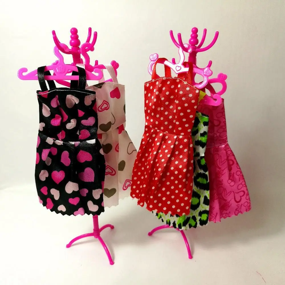 10/20PCS Toy Dress Holders Playing House Pink Plastic 1:6 Scale Doll Accessories Miniature Clothes Hangers Dollhouse Furniture
