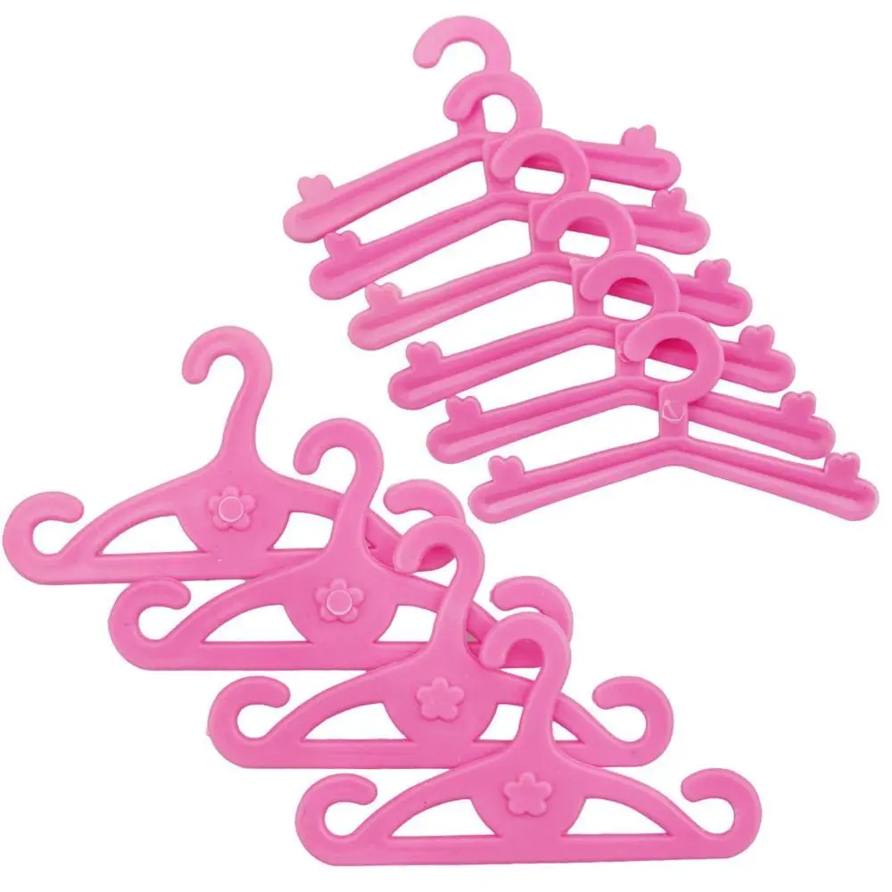 10/20PCS Toy Dress Holders Playing House Pink Plastic 1:6 Scale Doll Accessories Miniature Clothes Hangers Dollhouse Furniture