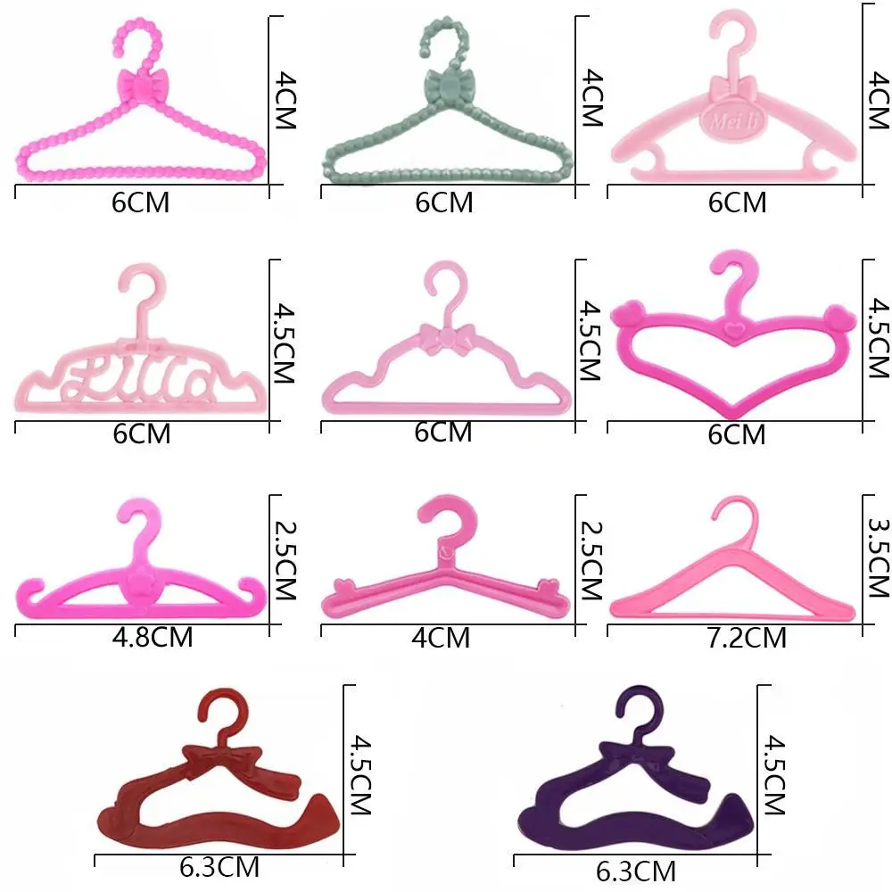 10/20PCS Toy Dress Holders Playing House Pink Plastic 1:6 Scale Doll Accessories Miniature Clothes Hangers Dollhouse Furniture