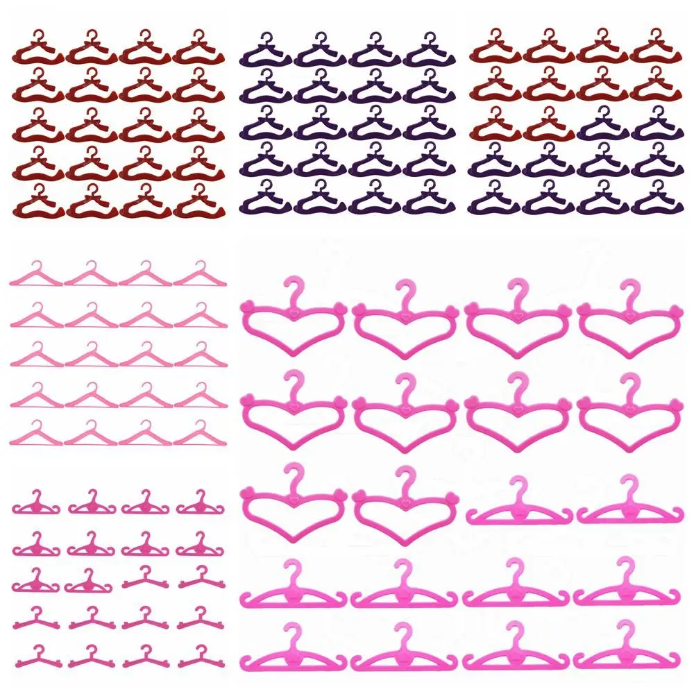 10/20PCS Toy Dress Holders Playing House Pink Plastic 1:6 Scale Doll Accessories Miniature Clothes Hangers Dollhouse Furniture