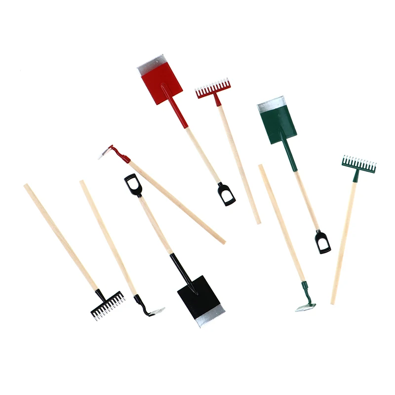 3Pcs 1:12 Dollhouse Miniatures Gardening Shovel Rake Hoes Farm Tool Doll Decor