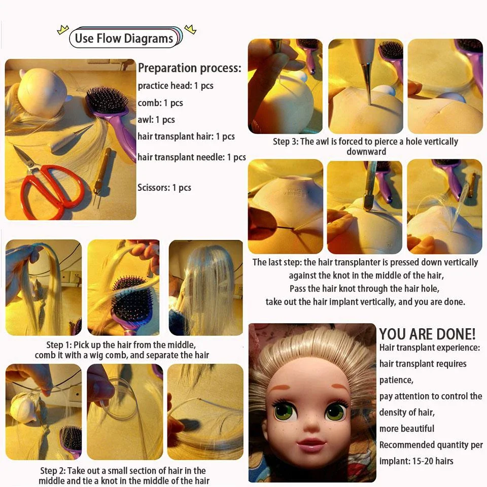 BJD Doll Hair 1/3 1/4 1/6 Rooting Wigs Material Heat-resistant Soft Silk Synthetic Replace Wigs