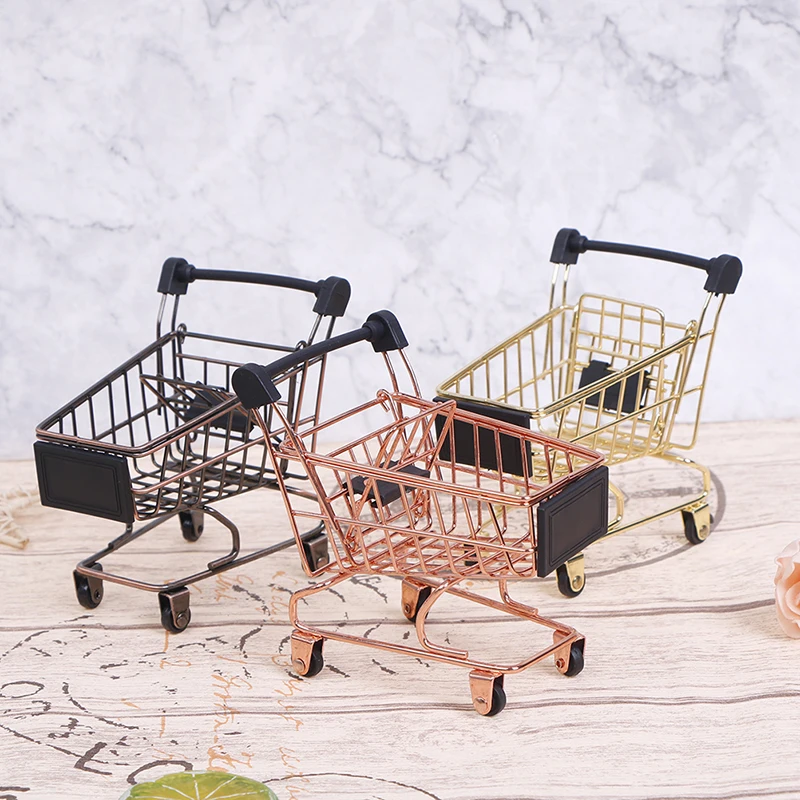 1Pcs Cute Mini 1/12 Miniature Dollhouse Supermarket Shopping Cart Trolley Play Doll Food Drink Accessories Toy