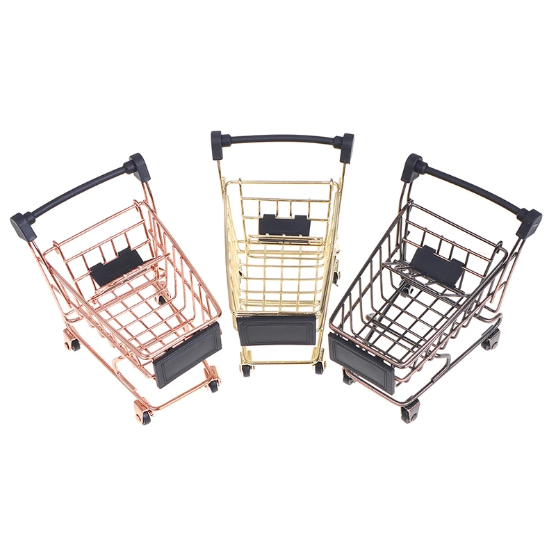 1Pcs Cute Mini 1/12 Miniature Dollhouse Supermarket Shopping Cart Trolley Play Doll Food Drink Accessories Toy