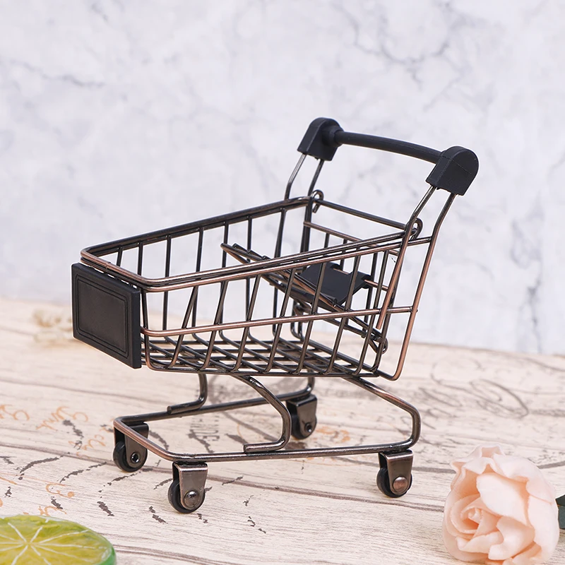 1Pcs Cute Mini 1/12 Miniature Dollhouse Supermarket Shopping Cart Trolley Play Doll Food Drink Accessories Toy
