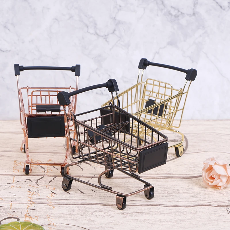 1Pcs Cute Mini 1/12 Miniature Dollhouse Supermarket Shopping Cart Trolley Play Doll Food Drink Accessories Toy