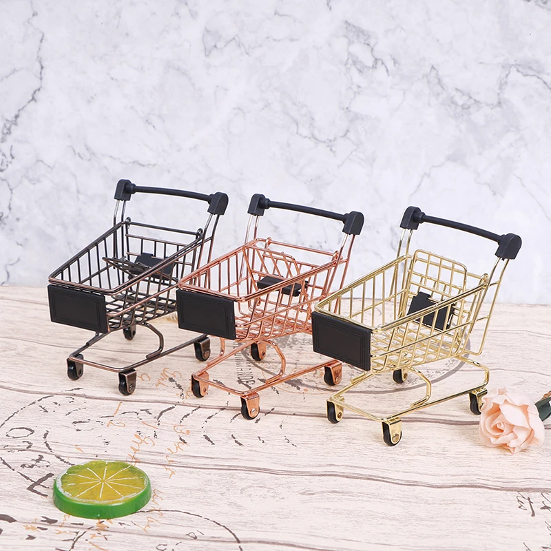 1Pcs Cute Mini 1/12 Miniature Dollhouse Supermarket Shopping Cart Trolley Play Doll Food Drink Accessories Toy