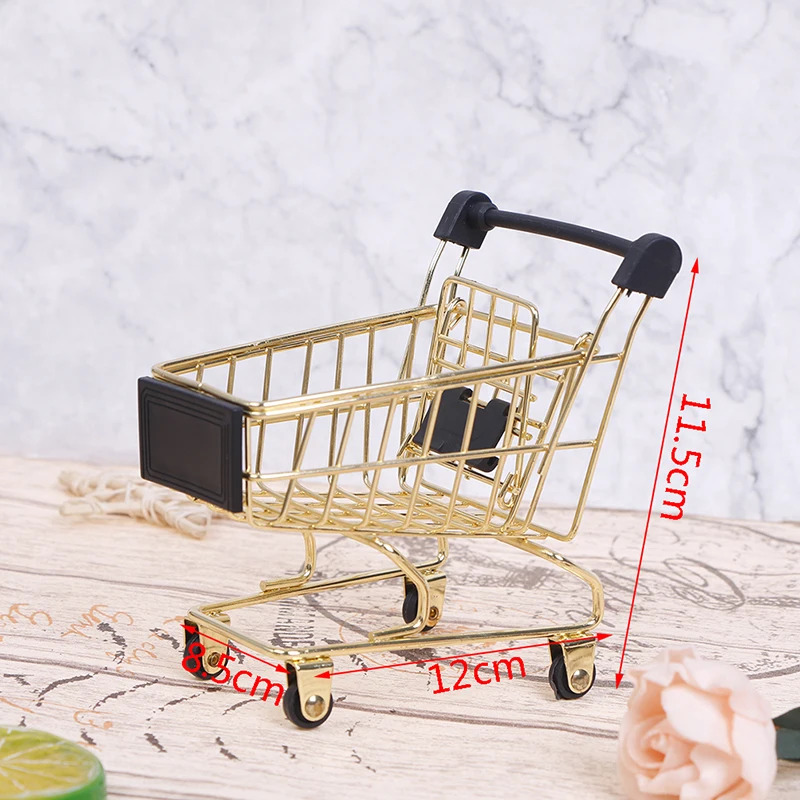 1Pcs Cute Mini 1/12 Miniature Dollhouse Supermarket Shopping Cart Trolley Play Doll Food Drink Accessories Toy