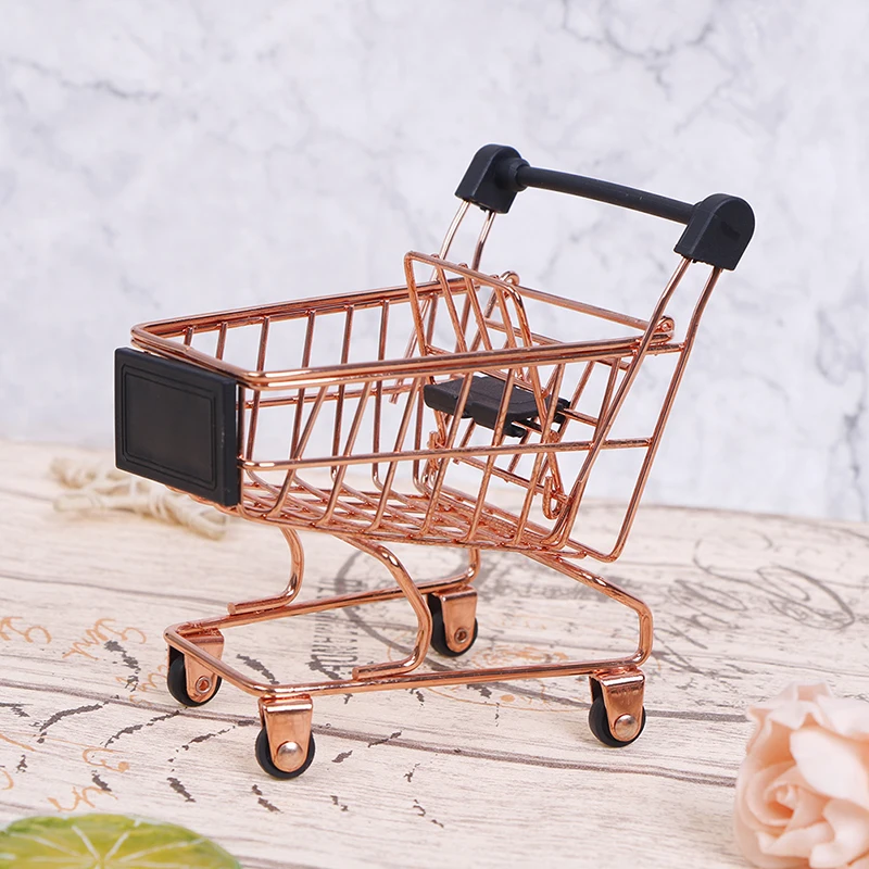 1Pcs Cute Mini 1/12 Miniature Dollhouse Supermarket Shopping Cart Trolley Play Doll Food Drink Accessories Toy