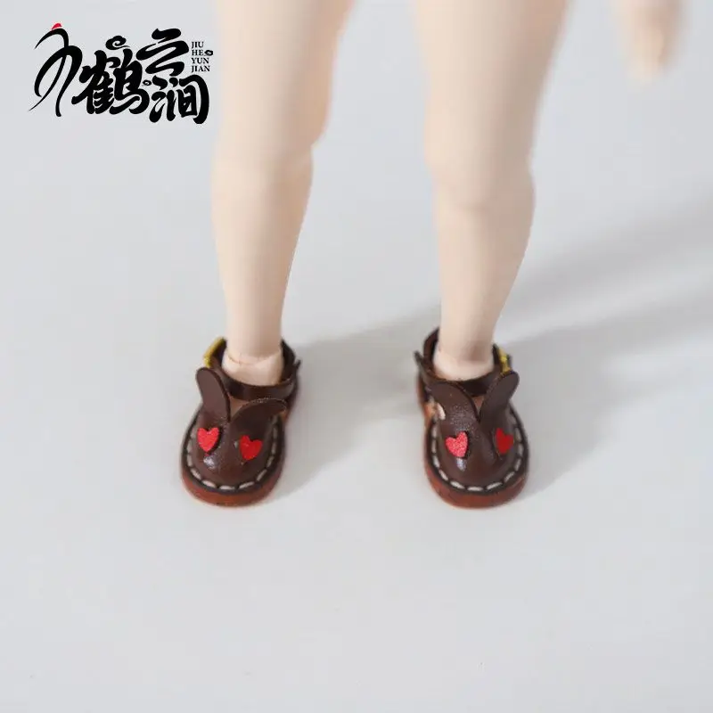 Blyths Doll Shoe Accessories Ob22 Ob24 Doll Shoes Rabbit Shoe Toy Accessories Mini Leather Shoes 3.0 * 1.8cm