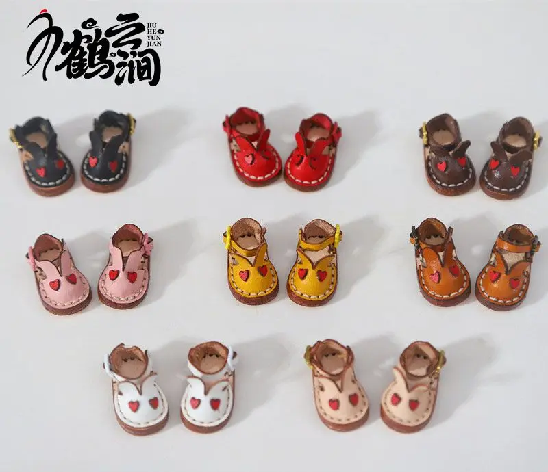 Blyths Doll Shoe Accessories Ob22 Ob24 Doll Shoes Rabbit Shoe Toy Accessories Mini Leather Shoes 3.0 * 1.8cm
