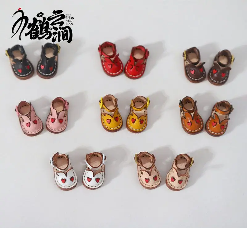 Blyths Doll Shoe Accessories Ob22 Ob24 Doll Shoes Rabbit Shoe Toy Accessories Mini Leather Shoes 3.0 * 1.8cm