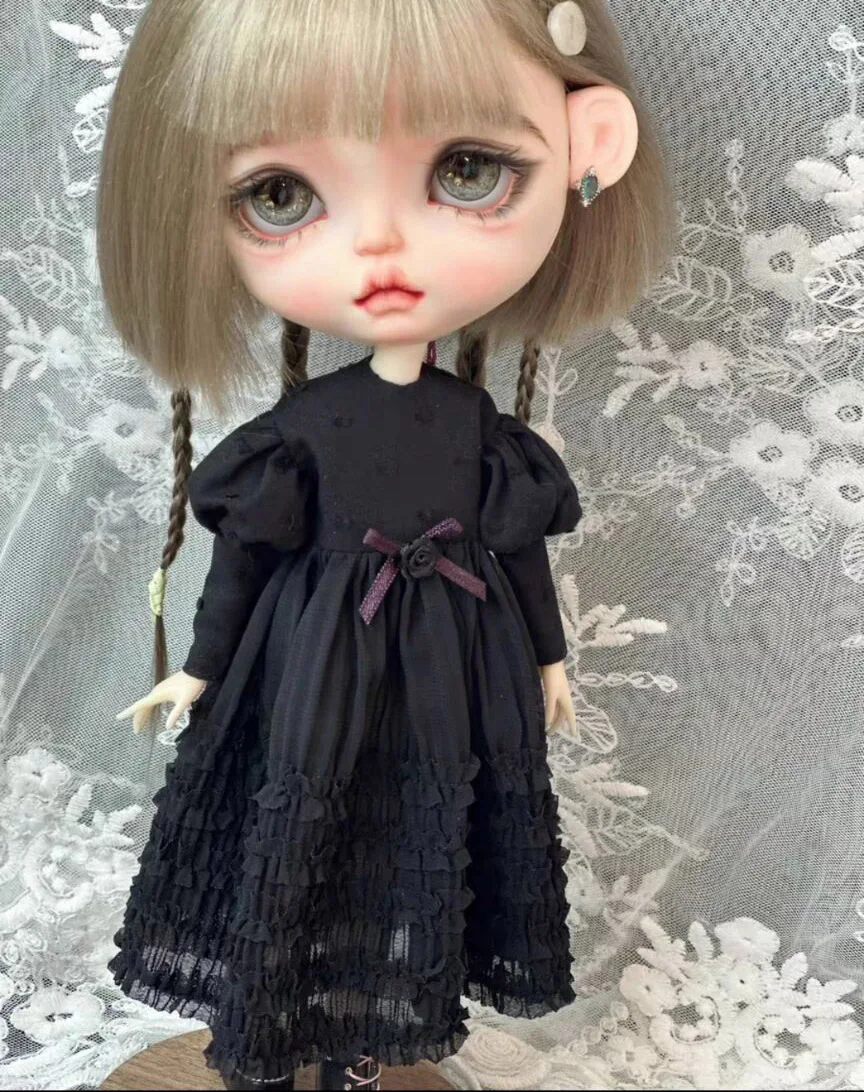 2026 1pcs Blythe Gothic Style One-Piece Dress 1/6 30cm(Fit for Pullip,Ob22/24/26, Licca)