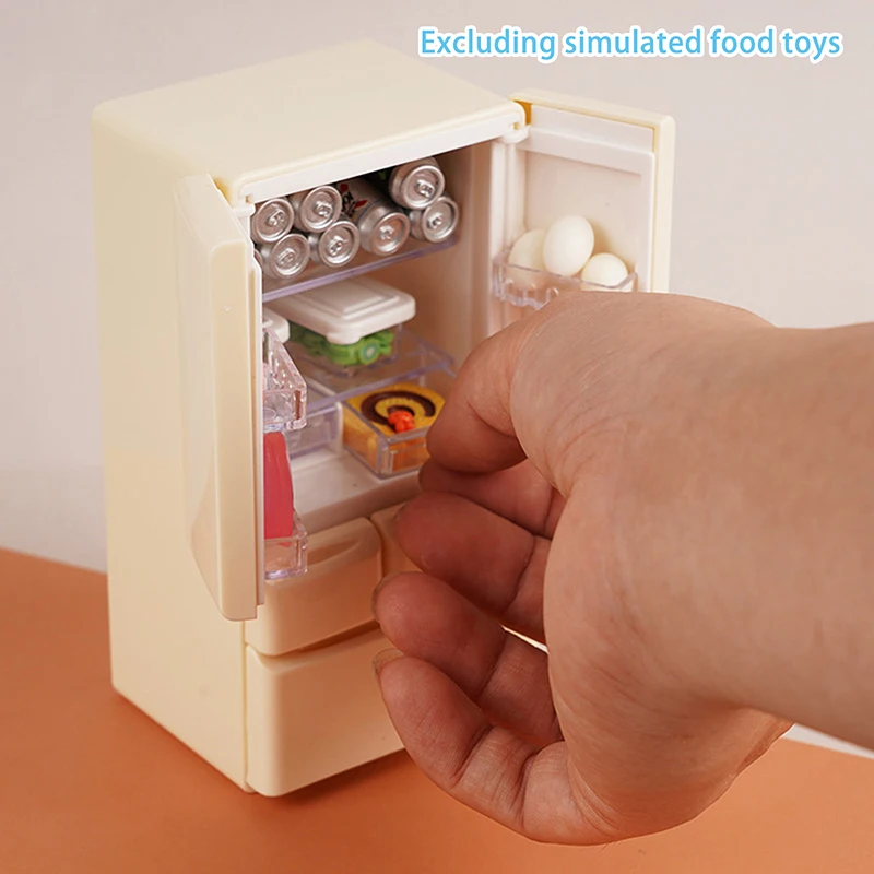 1 Set 1: 12 Playhouse Toys Doll House Cartoon Mini Refrigerator Miniature Food Play Kitchen Scene Pocket Furniture Model