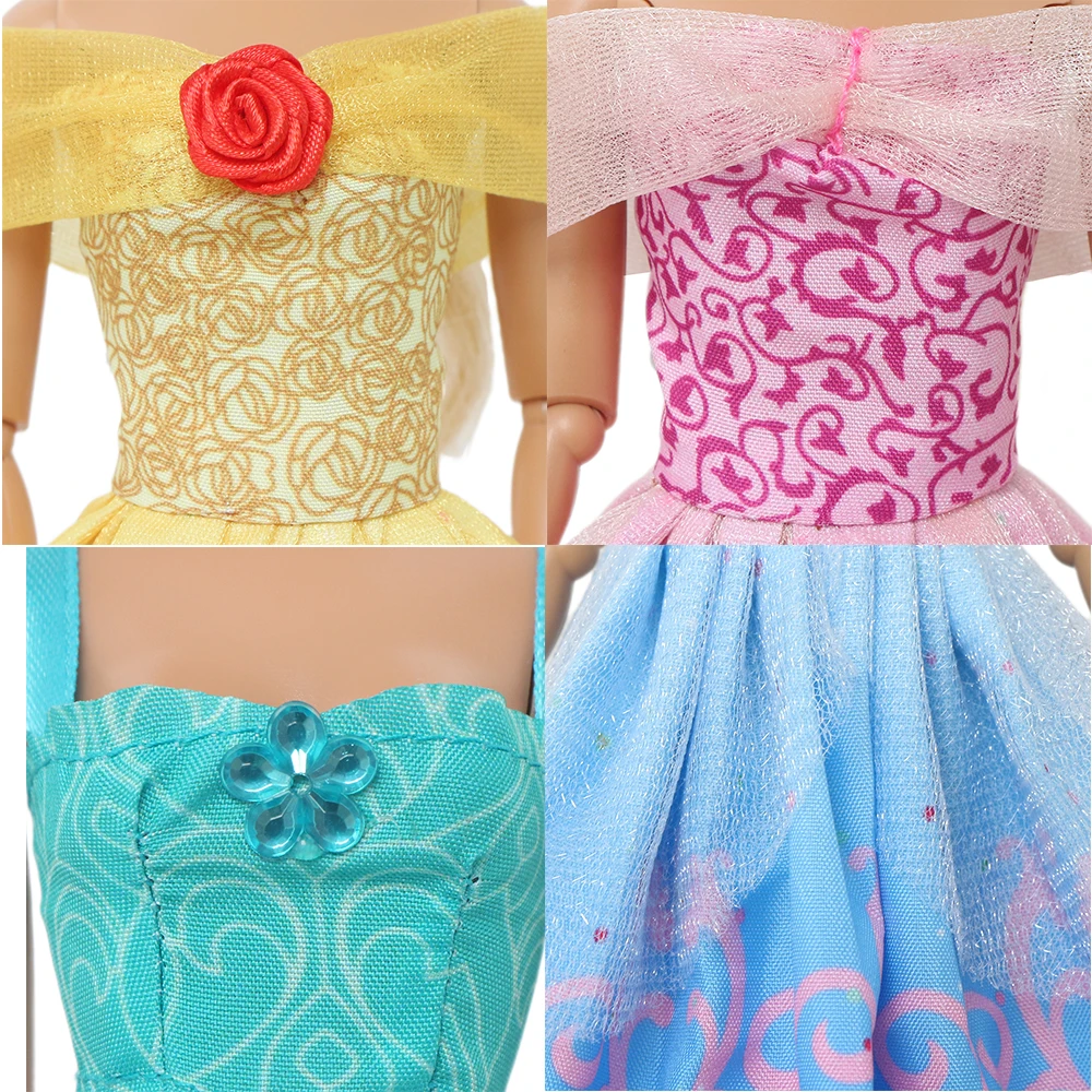 BJDBUS 2 Pcs/Set Princess Dress Gown for 11.5'' Doll 30cm Fairy Tale Party Wear Clothes 1/6 Accessories Kids Handmade Toy Gift