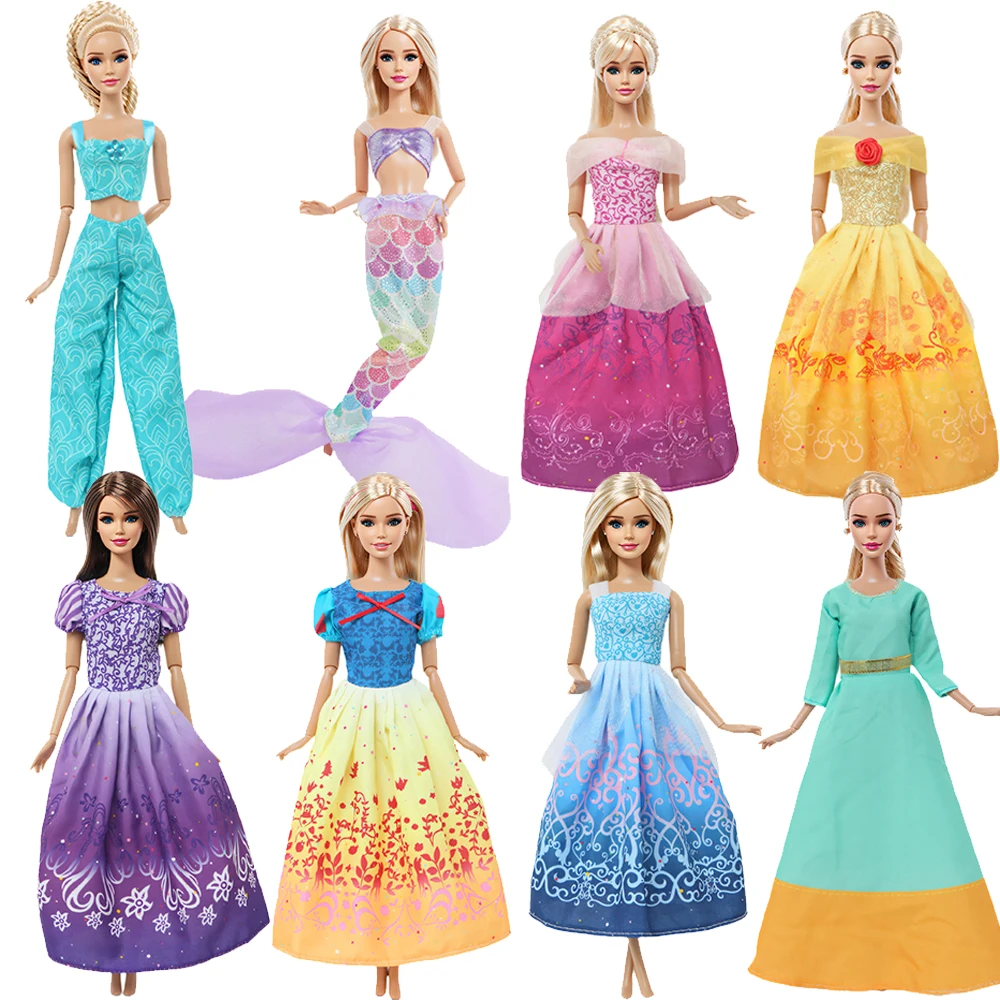BJDBUS 2 Pcs/Set Princess Dress Gown for 11.5'' Doll 30cm Fairy Tale Party Wear Clothes 1/6 Accessories Kids Handmade Toy Gift