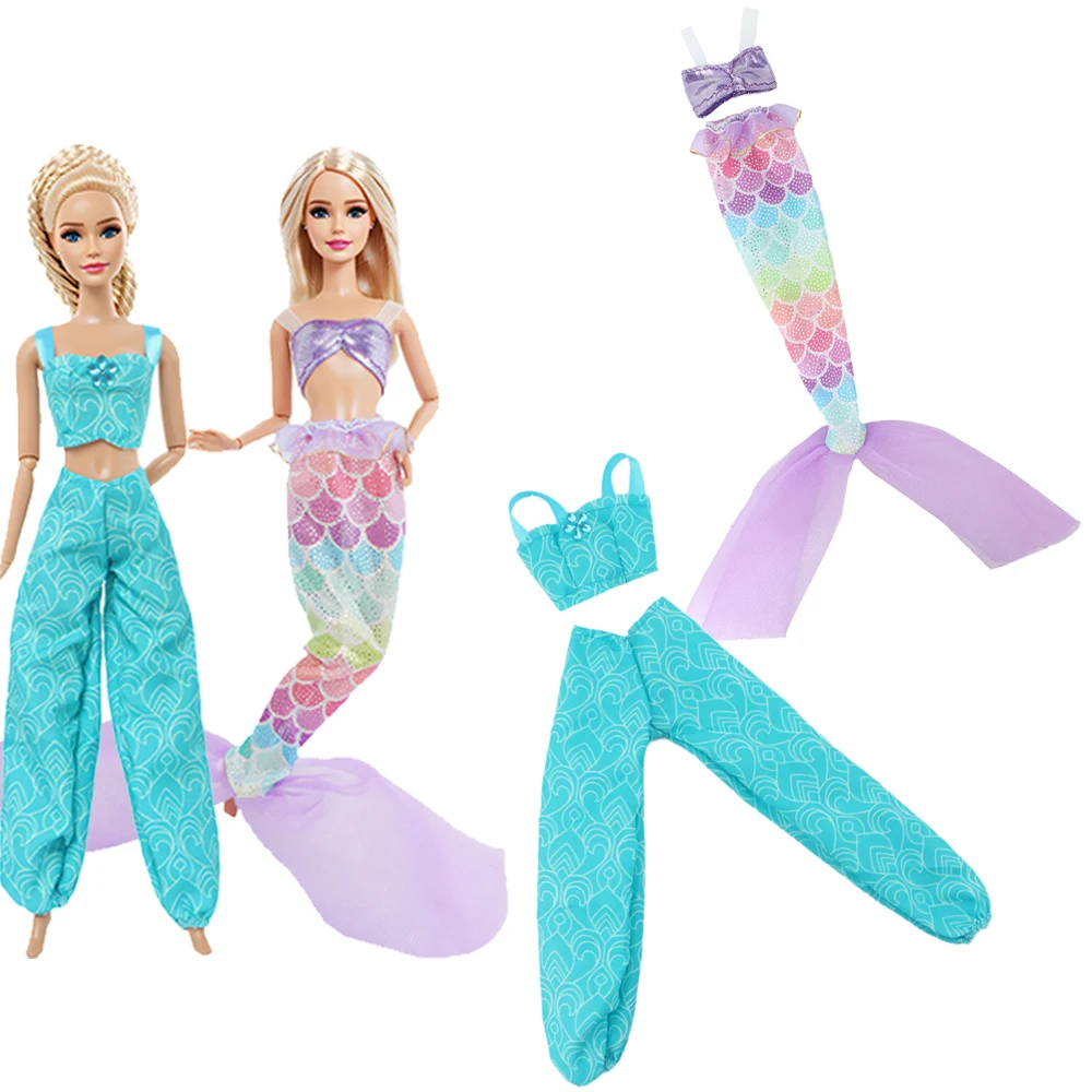 BJDBUS 2 Pcs/Set Princess Dress Gown for 11.5'' Doll 30cm Fairy Tale Party Wear Clothes 1/6 Accessories Kids Handmade Toy Gift