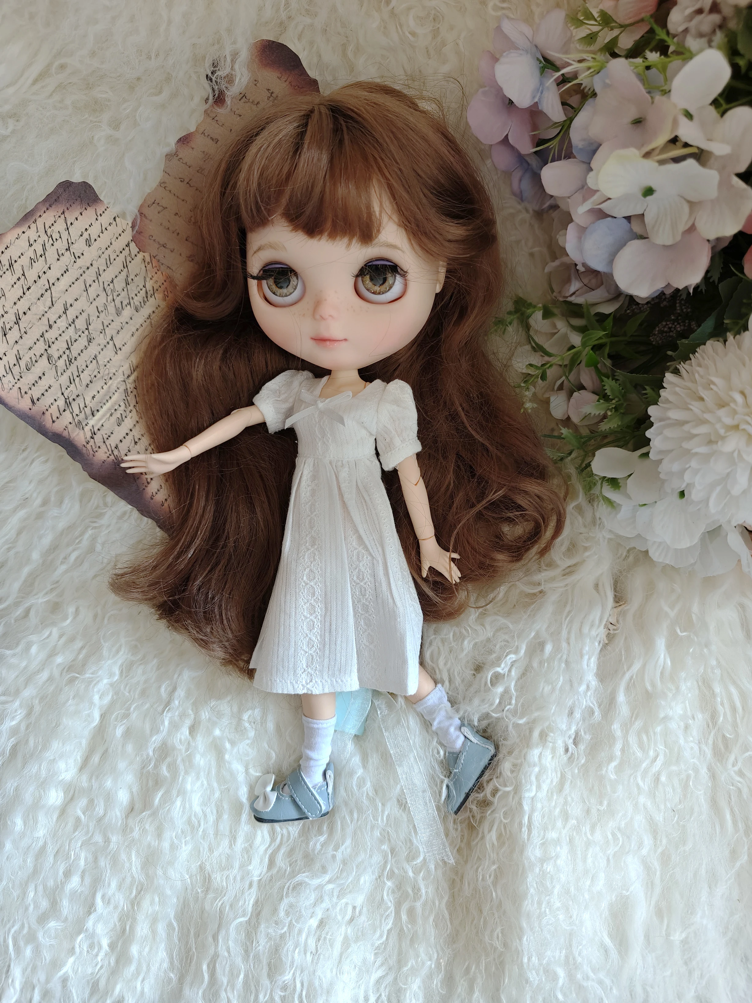 Blythe Doll Clothes Handmade Spring Versatile White Skirt Set 28-30cm OB22 OB24 AZONE Blythe Doll Clothes Accessories Dress