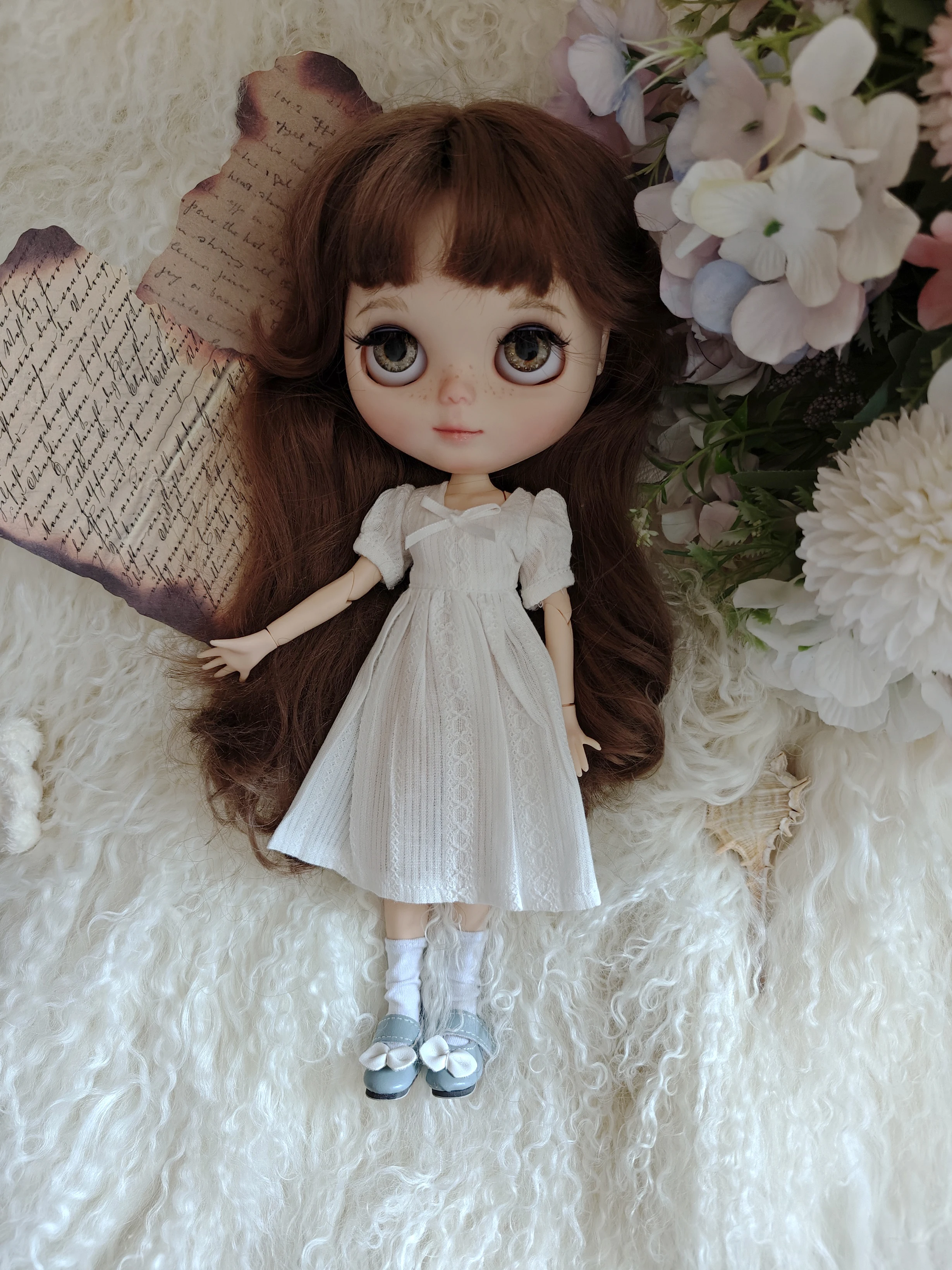 Blythe Doll Clothes Handmade Spring Versatile White Skirt Set 28-30cm OB22 OB24 AZONE Blythe Doll Clothes Accessories Dress