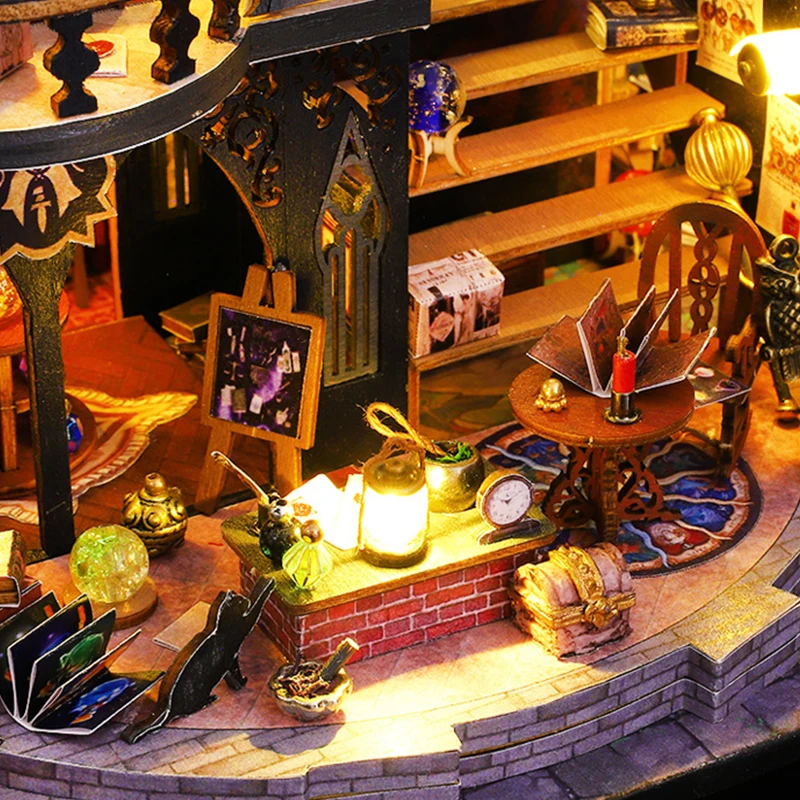 Retro Magic City DIY Wooden Doll Houses Assembled Building Kits With Furniture LED Lights Home Decoration Adult Handmade Gifts