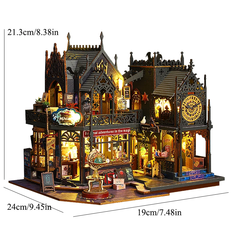 Retro Magic City DIY Wooden Doll Houses Assembled Building Kits With Furniture LED Lights Home Decoration Adult Handmade Gifts